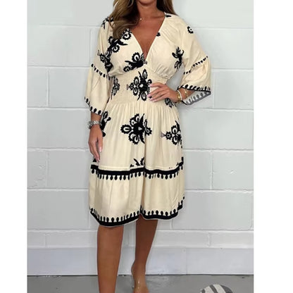 Elegant V-Neck Midi Dress