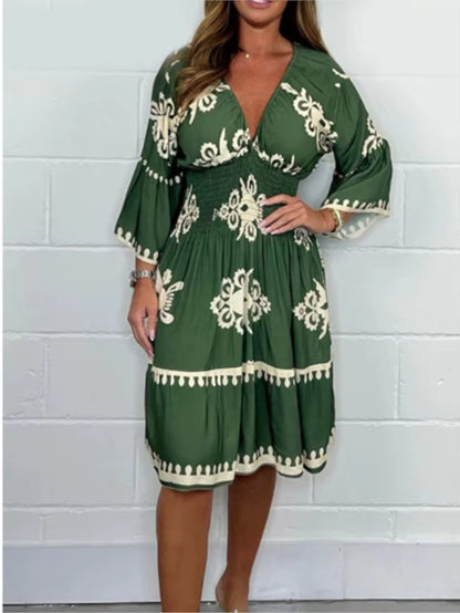 Elegant V-Neck Midi Dress