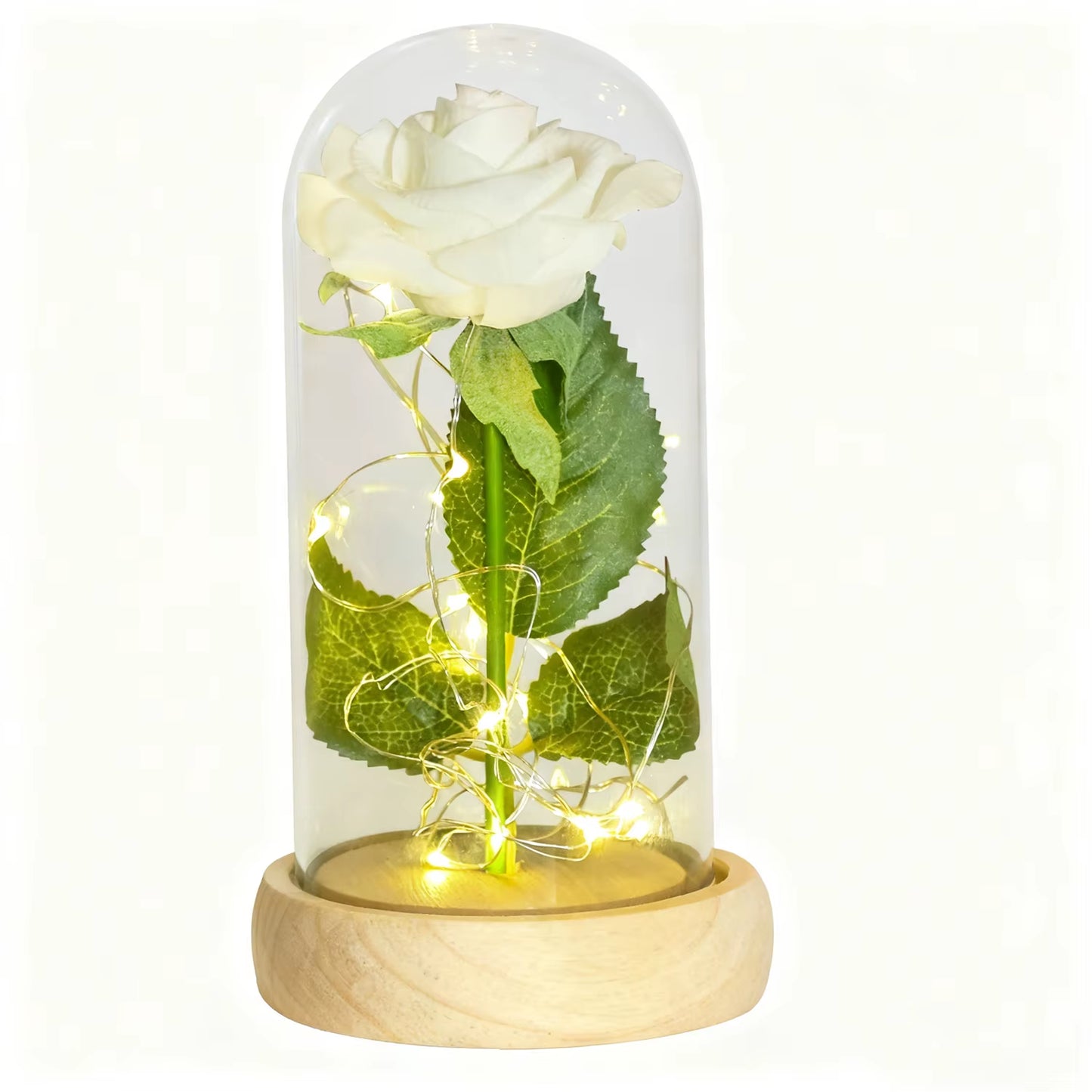Gifts for Her Beauty and the Beast Eternal Rose in Glass Dome Artificial Forever Flower LED Light Mothers Day Gifts for Women