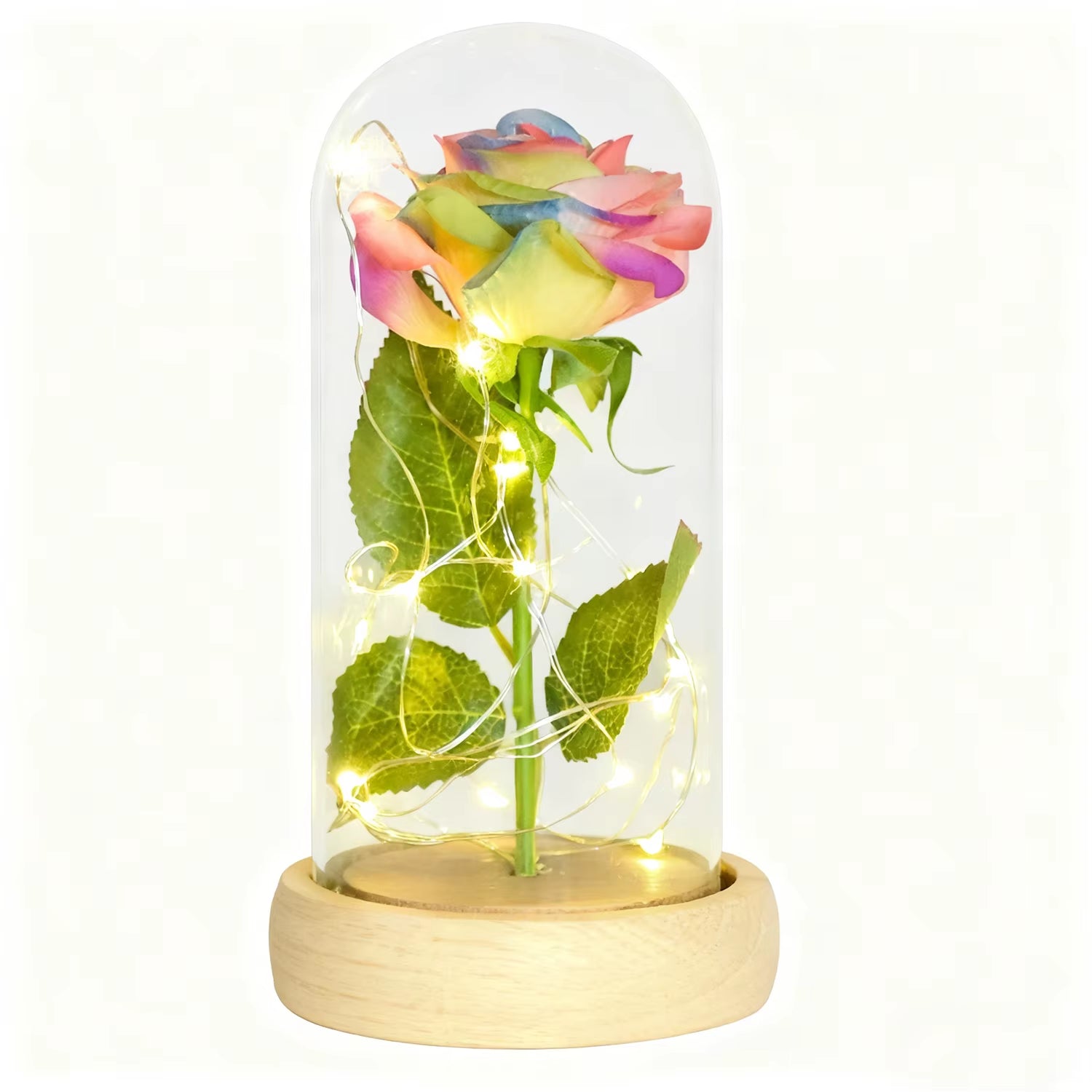 Gifts for Her Beauty and the Beast Eternal Rose in Glass Dome Artificial Forever Flower LED Light Mothers Day Gifts for Women